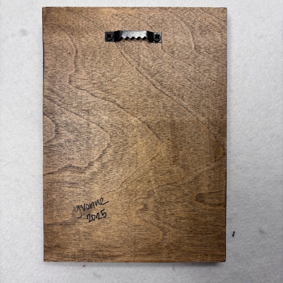 Cactus Mixed Media Wall Art Saguaro Flowers Brown Desert Wood Arizona 6 x 8 - Picture 7 of 7